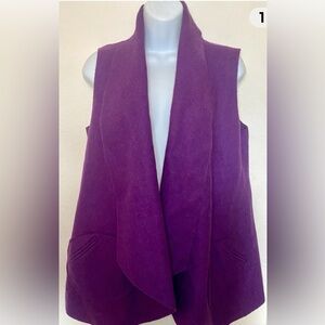 Beyond Threads Women’s S Alpaca Wool Purple Vest Open Front Pockets Great Shape